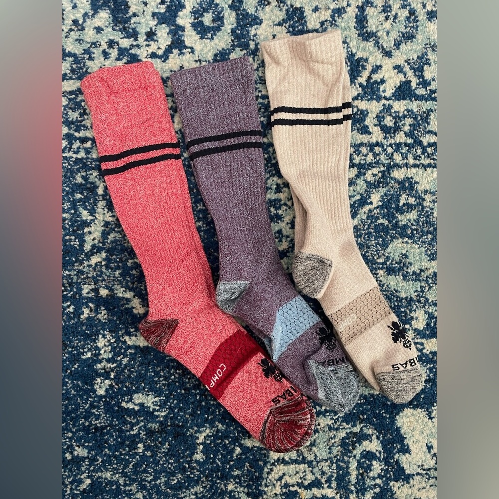 3 pairs of Bombas knee high compression socks